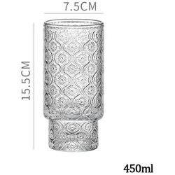 Glasbecher Glas für Getränke, Saft, Wasser und Milch Groß 7.5x15.5cm 450ml