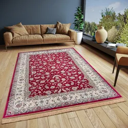 freundin Home Collection Teppich »Djamila«, rechteckig, 3 mm Höhe, Orient-Design, Vintage-Look, Fransen, pflegeleicht, strapazierfähig freundin Home Collection Rot B: 135 cm   1 St.