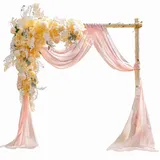 EBETA Hochzeit Querbehang Freihanddeko für Hochzeitsbogen & Traubogen Himmelbett Vorhänge Gardine für Fenster Deko aus Chiffon-Stoff (Pink, 600x70 cm)