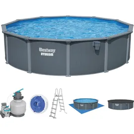 BESTWAY Hydrium Stahlwandpool Komplett-Set Ø 549 x 132 cm inkl. Sandfilteranlage