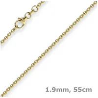 Schmuck Krone Goldkette 1,9mm Rund-Ankerkette, 585 Gelbgold, 55cm, Gold 585 goldfarben