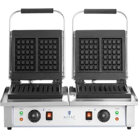 Royal Catering Doppel-Waffeleisen belgisches Waffeleisen Waffelmaschine rechteckig 2 x 2.000 W