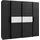 Forte Schiebetürenschrank Kalixtus 200,1 x 190,5 x 61,6 cm Schwarz