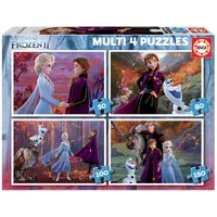 Educa - Kinderpuzzle Die Eiskönigin 2 | 4in1 Puzzleset 50/80/100/150 Teile | Anna, ELSA, Olaf, Disney Frozen | ab 5 Jahren (18640)