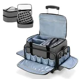 Luxja Kosmetik Trolley für 90 Flaschen Nagellack, Nagellack Koffer mit Rollen für Zubehör, Kosmetikkoffer für Nagellampe und Maniküreset, Grau