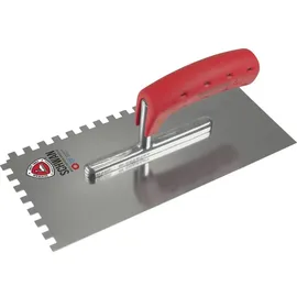 Schwan Glättekelle L.280mm B.130mm Zahn 4x4 rostfr.m.Softheft VA S.0,7mm