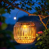 Solarlaterne für Außen, Metall Solar Rattan Laterne, Solarlampen für Außen Garten, Wasserdicht Solarleuchten, Hängend Solar Gartenleuchten für Draußen, Balkon, Terrassen, Outdoor, Gartendeko (A)