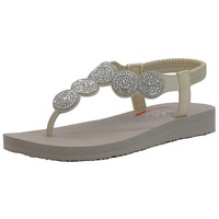 Skechers Women's Meditation Stars & Sparkle Circular Rhinestone Slingback Thong Nude Flip-Flop 8 M US - 38 EU