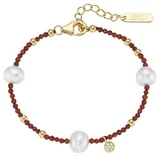 GIORGIO MARTELLO MILANO Armband mit Süßwasser-Perlen und Ziersteinen goldfarben 19 cm