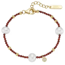 GIORGIO MARTELLO MILANO Armband mit Süßwasser-Perlen und Ziersteinen goldfarben 19 cm