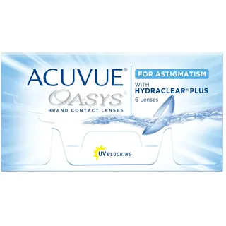 Acuvue Oasys for Astigmatism Kontaktlinsen – 2-Wochen-Linsen für Tag und Nacht mit -2 dpt, Cyl -1,75, Ach 180 und BC 8.6 – UV Schutz, Austrocknungsschutz und Komfortables Tragegefühl – 6 Linsen