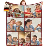 Bemaystar Personalisierte Geschenke mit Foto - Personalisierte Decke, Decke mit Foto, Fotodecke mit Eigenem Foto, Geschenke für Mama Papa Familie Kind Baby Haustier, Geschenke für Weihnachtstag