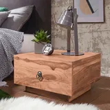 FineBuy Nachttisch Massiv-Holz Nacht-Kommode 25 cm hoch Schublade Nachtschrank