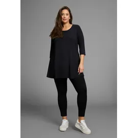 laura scott curve LAURA SCOTT CURVE, Damen, Gr. 48/50, schwarz, Single Jersey, Obermaterial: 94% Viskose, 6% Elasthan, unifarben, Basic, A-Linie Po-bedeckend, Rundhals, Shirts, mit 3/4-Ärmeln in schmeichelnder A-Linie – GROSSE GRÖSSEN