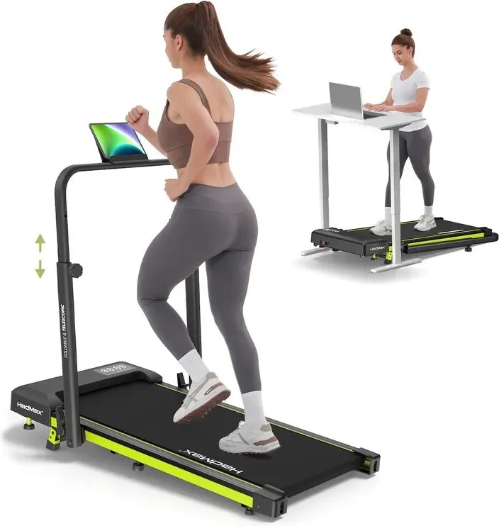 HadMax Walking Pad mit Neigungsfunktion, 3,0 PS Treadmill für unter den Schreibtisch mit klappbarem Handgriff, kompaktes Laufgerät mit magnetischer Fernbedienung, 136 kg für das Homeoffice