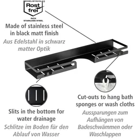 Wenko Turbo-Loc® Duschstangencaddy Altarella L, schwarz - BHT 45x4x10.50 cm