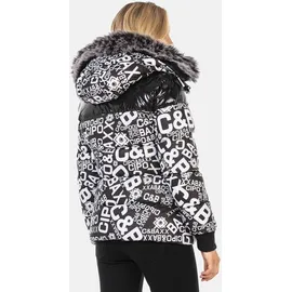 Cipo & Baxx "Jacken", Damen, Gr. L weiß, 100% Polyester, bedruckt, regular fit normal, Bündchen, Jacken Winterjacke, mit modischem Allover-Print, WM129