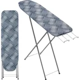 Kadax Bügelbrett mit Fach "Habo", Dampfbügeltisch, 104 cm, Geometrisches Muster - Blau