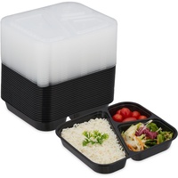 Relaxdays 24x Meal-Prep-Boxen, Lunchbox, schwarz