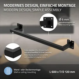 ML-Design Wandgarderobe Kleiderstange 2er Set Schwarz