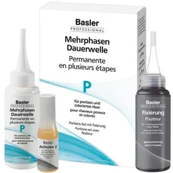 Basler Mehrphasen Dauerwelle P, für poröses und gefärbtes Haar | Dauergewelltes Haar | Dauerwellen Set komplett