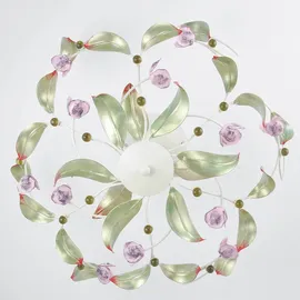 Licht-Erlebnisse Rose 3-flmg. Glas Metall weiß rosa