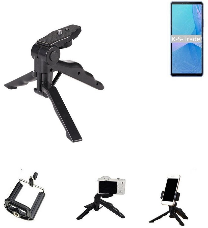 K-S-Trade für Sony Xperia 10 III Smartphone-Halterung, (Stativ Tisch-Ständer Dreibein Handy-Stativ Ständer Mini-Stativ) schwarz