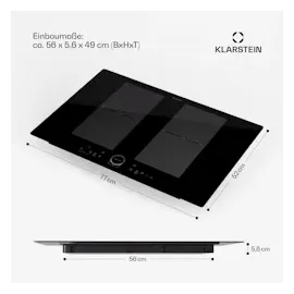 Klarstein Delicatessa 77 Flex Einbaukochfeld Induktion 4 Zonen 7000W Glaskeramik Schwarz