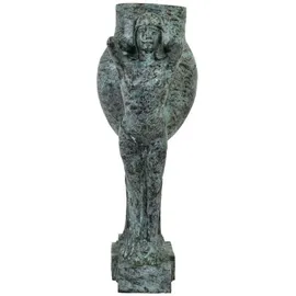 Casa Padrino Luxus Art Deco Bronze Skulptur Frauen mit Vase Türkis / Schwarz 49 x 23,5 x H. 68 cm - Elegante Bronzefigur mit Blumenvase - Schreibt... - Türkis/Schwarz