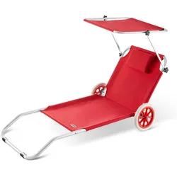 Gartenliege Kreta Rot Alu mit Rollen