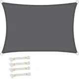 Woltu Sonnensegel Rechteck 5x7m Grau wasserabweisend Sonnenschutz Polyester Windschutz mit UV Schutz für Garten Terrasse Camping