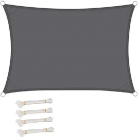 Woltu Sonnensegel Rechteck 5x7m Grau wasserabweisend Sonnenschutz Polyester Windschutz mit UV Schutz für Garten Terrasse Camping