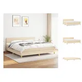 vidaXL Boxspringbett mit Matratze Creme 200x200 cm Stoff