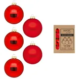 inges magic & goodz 24 Stück in Kartonbox Christbaumkugeln Weihnachtsbaumkugeln rot