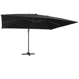 vidaXL Ampelschirm mit LED-Leuchten und Alu-Mast 400x300 cm Schwarz
