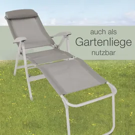 eloneo Campingstuhl mit Beinauflage Grau