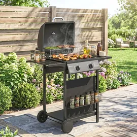 Outsunny Gasgrill 5 KW 2 Brenner schwarz
