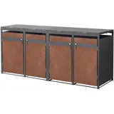 ML-Design Mülltonnenbox 4er 264 x 80 x 116,3 cm anthrazit-rostoptik