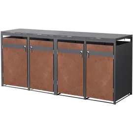 ML-Design Mülltonnenbox 4er 264 x 80 x 116,3 cm anthrazit-rostoptik
