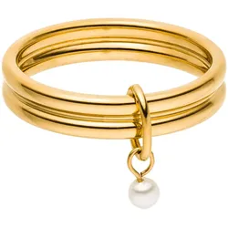 Fingerring PURELEI "Schmuck Geschenke Pure Pearl Ring, 23171-Ring-Pure-Pearl" Gr. 58, gold (gelbgoldfarben, weiß), Fingerringe, Damen, 58, Edelstahl-Perlen, 4,3mm, Edelstahl, Perlen, mit Muschelperle