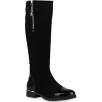 VAN HILL Damen Klassische Stiefel in Schwarz Lack