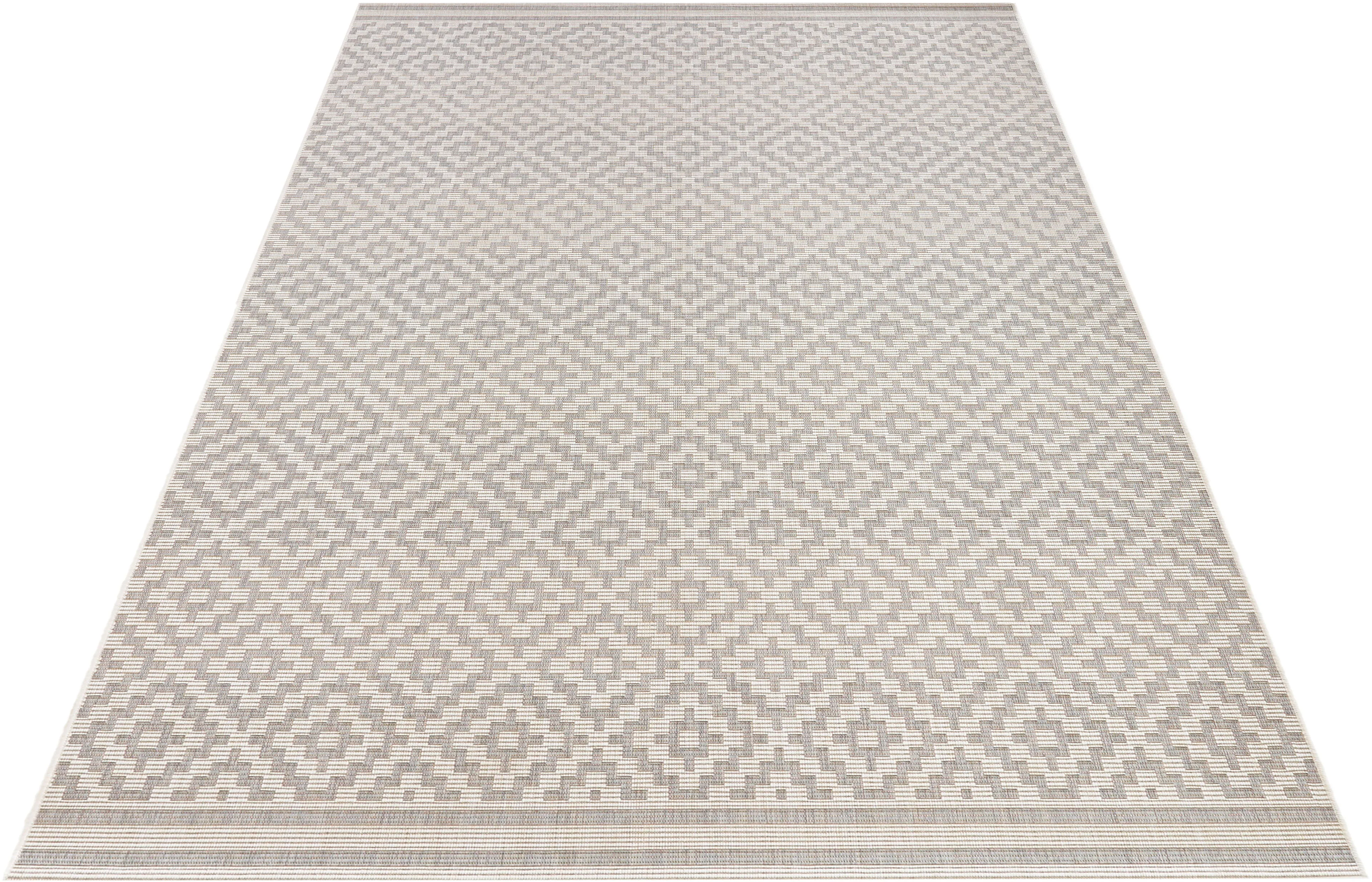 Teppich NORTHRUGS "Raute" Teppiche Gr. B: 240 cm 1 St., 8 mm, L: 340 cm, grau In-& Outdoor, Wetterfest, Balkon, Läufer, Wohnzimmer, Terrasse, Raute