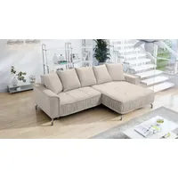 Fun Möbel Ecksofa Schlafsofa Sofa FLORENCE Stoff Bubble Beige Ottomane Rechts - Beige