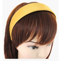 axy Haarreif Breiter Haarreif mit Satin bezogen, Vintage Klassik-Look Damen Haareifen Haarband gelb