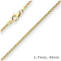 Schmuck Krone Goldkette 1,7mm Zopfkette aus 333 Gelbgold 45cm, Gold 333 goldfarben