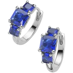 Giorgio Martello Milano Klappcreolen mit dunkelblauen Kristallsteinen, Silber 925 Herrenschmuck   Blau 