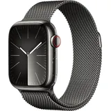 Apple Watch Series 9 GPS + Cellular 41 mm Edelstahlgehäuse graphit, Milanaise Armband graphit M/L