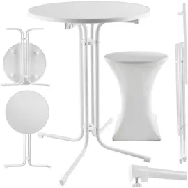 Tectake Stehtisch klappbar Ø80 cm Weiß