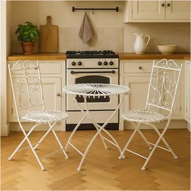 Hti-Living Essgruppe 3-teilig Weiß Romantic Garden