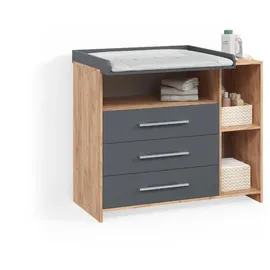 livinity® Wickelkommode Torino, Anthrazit/Sonoma, mit Schubladen